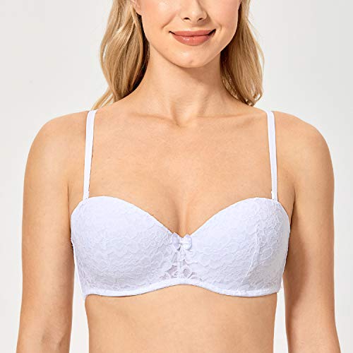 Delimira Women's Underwire Lace Strapless Bra For Small Chested For Wedding White 32B #TOP25