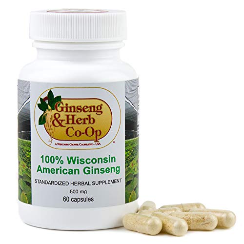 100% Pure Wisconsin American Ginseng Capsules - 500Mg. Authentic Panax Quinquefolius. Potent Ground Ginseng Root - No Fillers, Binders Or Other Additives. #TOP4