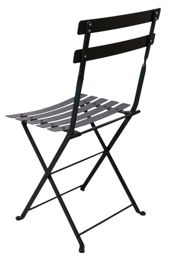 Mobel Designhaus French Café Bistro Folding Side Chair, Jet Black Frame, Steel Metal Slats (Pack Of 2) #TOP4
