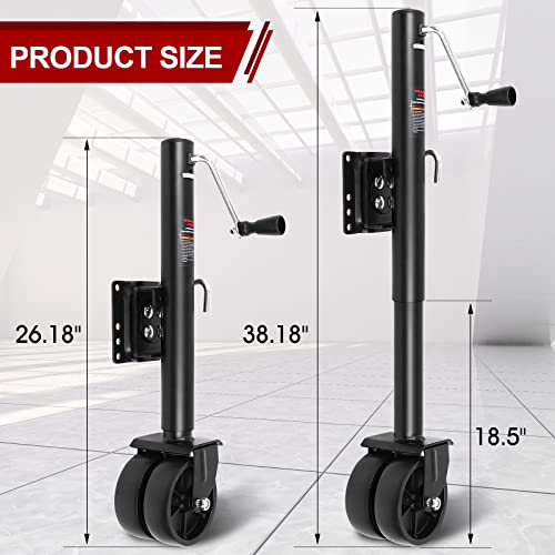 Swivel Boat Trailer Jack 2000Lbs With 6-Inch Double Wheels 12" Vertical Travel With Bolt-On Mounting Hardware (12" 2000Lbs) #TOP3