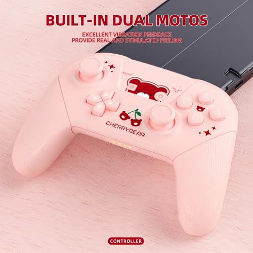 Image of YKASEK Wireless Switch Pro Controller with Carrying Storage Case, Gamepad Remote for Switch Support NFC /Dual Vibration /Screenshot /Wake-up Function, Compatible with Switch /Switch Lite /OLED /PC, Pink