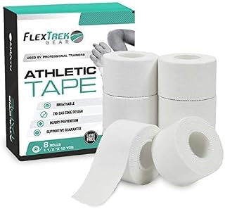 White Athletic Sports Tape (8-Pack) - Easy Tear Zigzag Edge with No Sticky