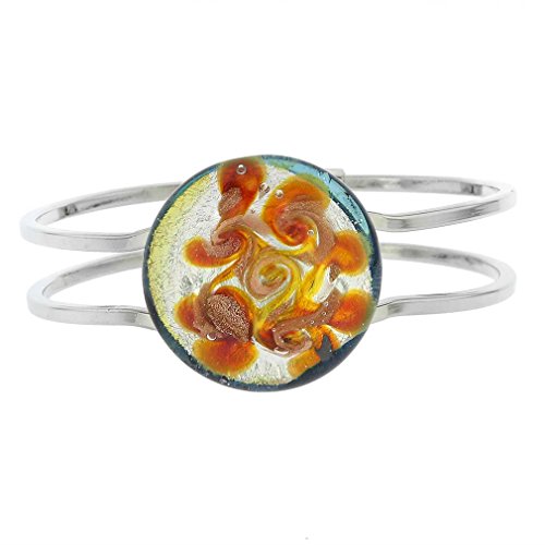 Bracelet en verre de Murano argenté et orange Venetian Reflections Glass Of Venice