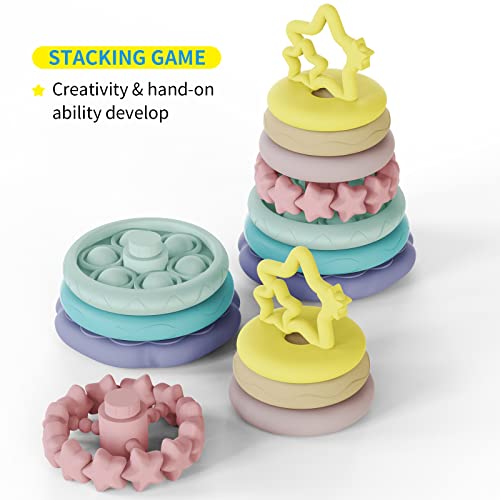 Cerberus 7 Pcs Stacking Toys Baby Toys, Toddler Montessori Sensory Soft Rings Stacker, Teething Infant Toy With Learning, Newborn Essentials Gifts For 6 9 12 18 Months One 1 Year Old Boys Girls #TOP1