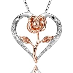 White Gold Plated Rose Heart Necklace