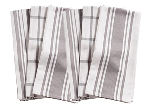 Kaf Home Kitchen Towels, Set Of 6, Drizzle & White, 100% Cotton, Machine Washable, Ultra Absorbent #TOP23
