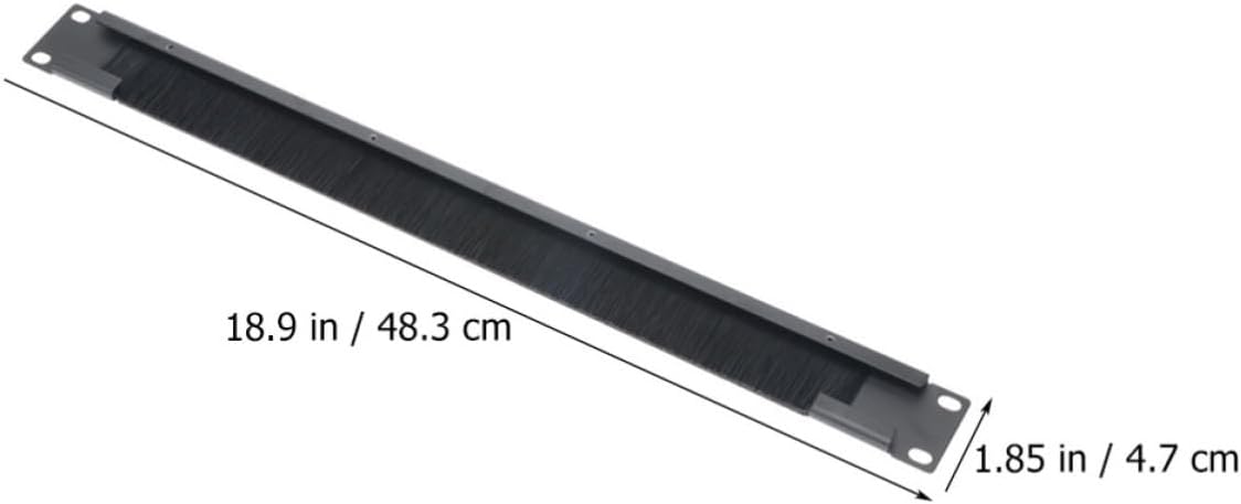 U Cable Management Rack with Brush Black Metal for Network Cabinet image 2
