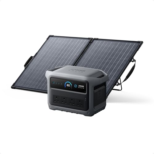 Anker SOLIX C1000 Gen 2 Portable Power Station with 100W Solar Panel, 2, 000W (Peak 3, 000W) Solar Generator, Full Charge in 49 Min, 1, 024Wh LiFePO4 Battery for Home Backup, Power Outages, and Camping