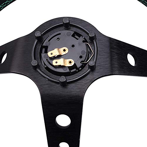 Rastp Universal Racing Steering Wheel Suede Deep Dish 13.58”/345Mm 6 Bolts With Horn Button Include Cable,Wrench (Yellow) #TOP1