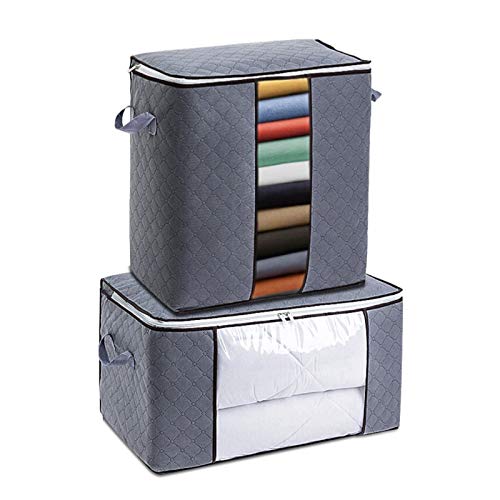 Qedimah 2 Packs Clothes Storage Bags Large Capacity, Clothes Organizer Quilt Bags Under-Bed Storage Bags