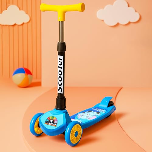 Image of VGRASSP 3 Wheel Skate Scooter for Kids with PVC Wheels, Foldable & Height Adjustable Handlebar, Rear Brake - Outdoor Kick Cycle for Boys & Girls - (Narrow Wheels)