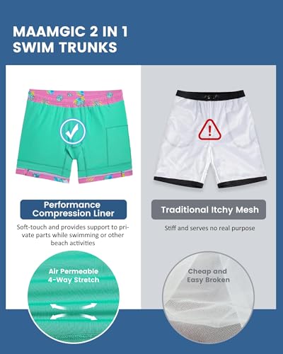 Image of maamgic Mens 5 Inch Stretch Swimming Shorts Compression Liner Swim Trunks Swimwear Bathing Suits Beach Wear Swim Suits