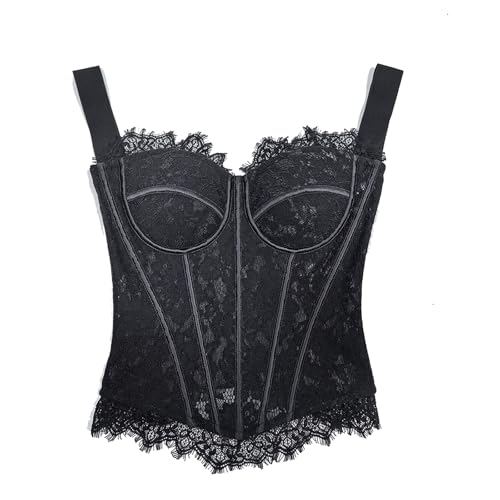 Gnoboshgh Women's Bustier Crop Top Detachable Strap Lace camisole jacquard Elegant knitted fitted top as an inner layer (white cupAB,X-Small)