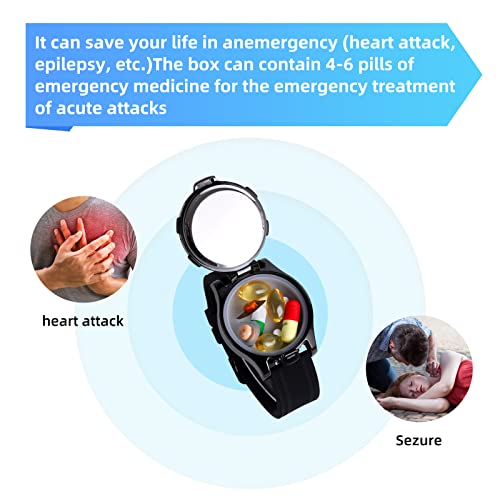 Watch With Pill Box, Fashion Business Digital Watches For Men, Water Resistant Pill Box For Emergency, Edc Box For Emergency, Small Pill Case For Vitamin, Fish Oil, Supplement #TOP3