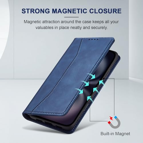 Image of Jasonyu Flip Wallet Case for iPhone 16 Plus,Blue