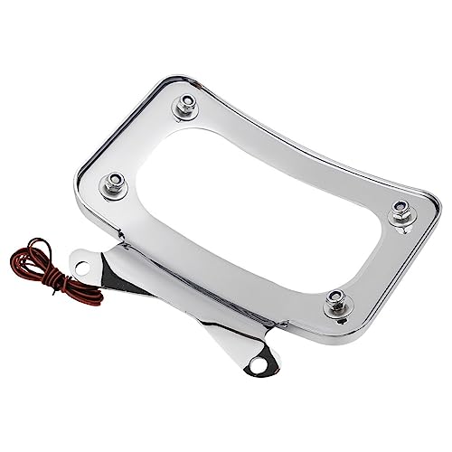 AWPWAY Curved Laydown License Plate Mount Frame Light For Harley Davidson Road -(Steel) -(Chrome) SG0326 - Thumbnail 5