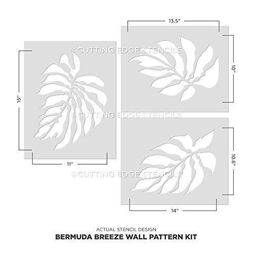 Bermuda Breeze Tropical Wall Stencil Kit – Tropical Stencils For Walls - Tropical Stencil Design – Reusable Stencil For Painting Walls – Try Stencil Instead Of Wallpaper And Save Lots On Room Makeover #TOP6
