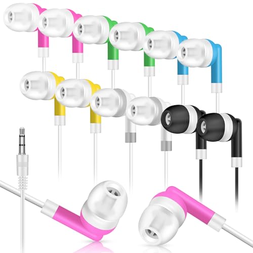 YFSFQS 60 Pack Earbuds Bulk Kids Classroom Headphones for School Wholesale Wired Earphones forTravel Home Use 3.5mm Jack Multi Color