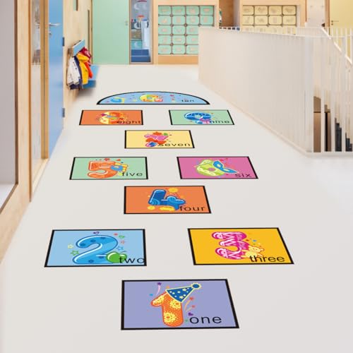 10 Number Lattice Floor Sticker, Funny Number Hopscotch Game Floor