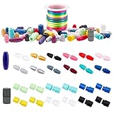 20 Styles Pop Clasp Connectors: Das Paket enthält 1 Rollen mehrfarbige, geflochtene Nylonschnüre und 40 Sätze Sicherheitsverschlüsse in 40 Styles – einschließlich oval und tonnenförmig, und satte Farben, wie schwarz, weiß, Gelb, rot, Blau, grün, lila, usw; Jeder stil 2 setzt.