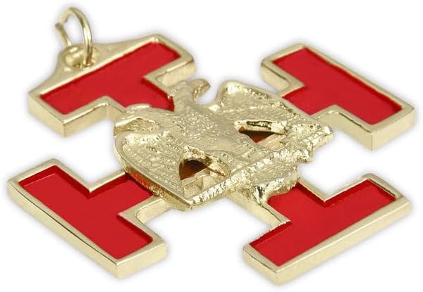 Bricks Masons 33rd Degree Scottish Rite Collar Jewel – Pure Brass Gold & Red Plated Wings Down Design