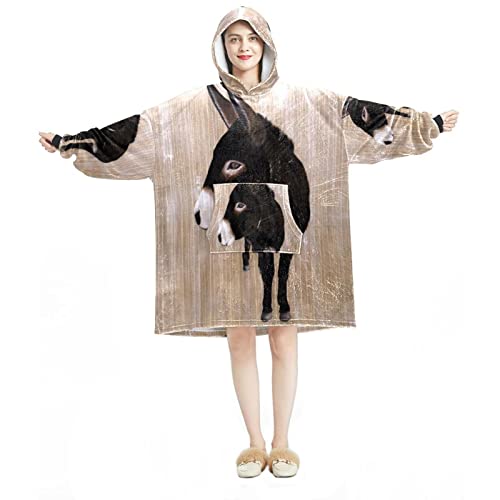 Sweat à capuche surdimensionné en flanelle de qualité supérieure motif âne