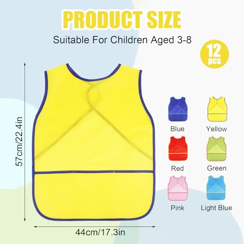Guiqulai 12 Pcs Kids Art Smock Sleeveless Painting Apron 3-8 Years 6 Colors by Guiqulai - Image 2