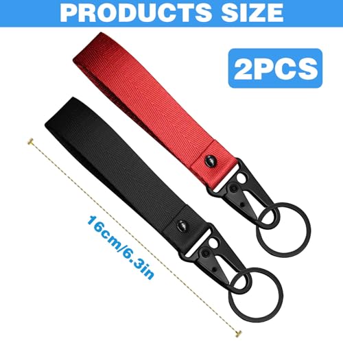 2Pcs Motorcycle Accessories - Fabric Keychain, Black and Red, Anti-Lost Lanyard Key Chains - Image 3