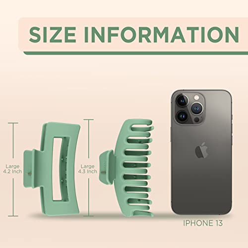 Wekin Hair Claw Clips, 8 Pack Of 4.3" Large Hair Clips For Women & Girls, Strong Hold Matte Claw Hair Clips For Women Thick Hair & Thin Hair, 90'S Vintage Clips (Pink, Beige, Green, Black) #TOP1