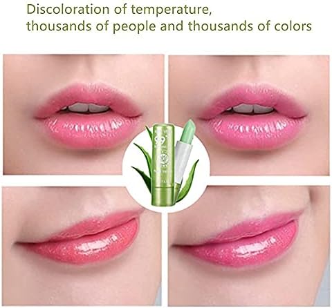 Aloe Vera Lipsticks, Long Lasting Moisturizing Lipstick,Moisturizing Lip Balm, Color Changing Lip Gloss Lipstick Beauty Tool Aloe Vera Lip Care Balm 3.5g (2PCS)