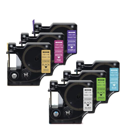 6PK �݊����x���e�[�v D1 12mm �O���b�^�[ 2056085 2056086 2056090 2056091 2056094 2056098 LM160 LM280 �v�����^�œ��삵�܂�