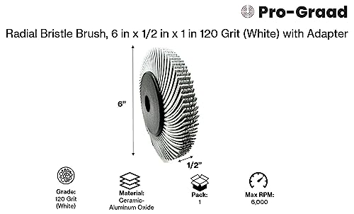 Image of Radial Bristle Brush, 6 in x 1 /2 in x 1 in, 120 Grit (White) Type C Curved Bristles, 33212, 1 Pack