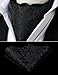 HISDERN Ascot Ties for Men Paisley Floral Ascot and Pocket Square Set Classic Self Tie Mens Black Cravat Handkerchief for Wedding