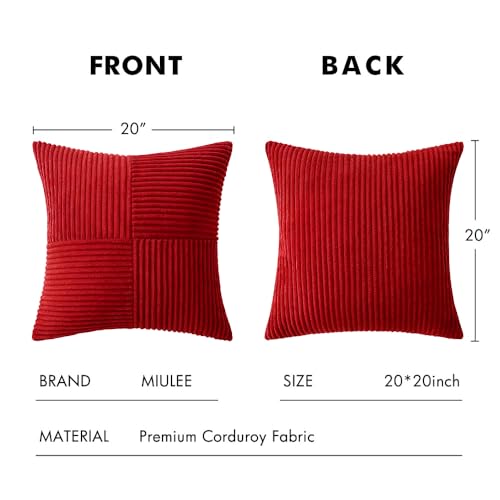 Image of MIULEE Christmas Red Decorative Throw Pillow Covers for Couch 20x20 Inch
