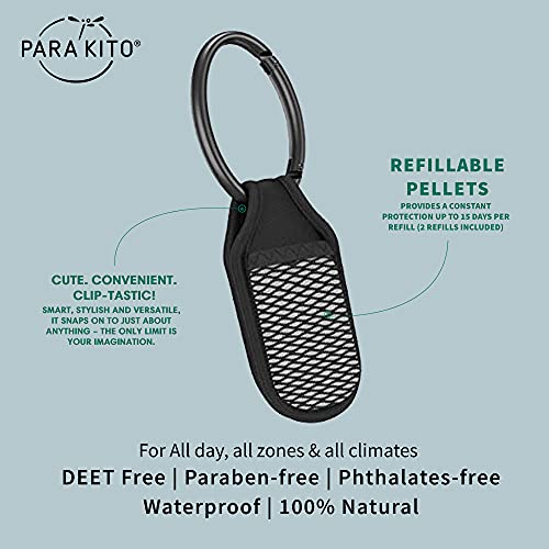 Para'kito Mosquito Insect & Bug Repellent Clip W/Natural Essential Oils - Waterproof, Outdoor Pest Repeller (Black) #TOP1
