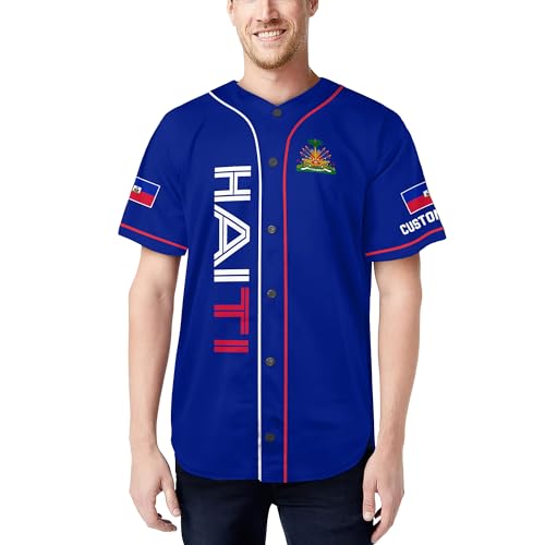 Personalized Haiti Baseball Jersey Men, Haiti Jersey Men, Haiti Soccer Jersey, Haiti Jersey Baseball miniatura 2