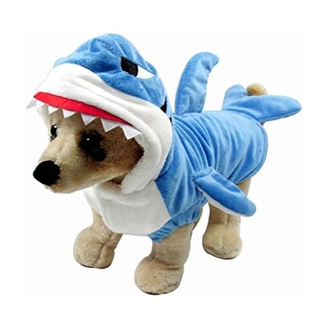 Mogoko Funny Dog Cat Shark Costumes, Pet Halloween Christmas Cosplay Dress, Large Pet Shark Costume, Animal Fleece Hoodie Warm Outfits Clothes (XXXL Size) Cover