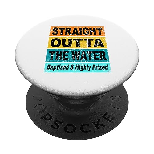 Camisa retro de bautizo Straight Outta Water Funny Christian PopSockets PopGrip Intercambiable
