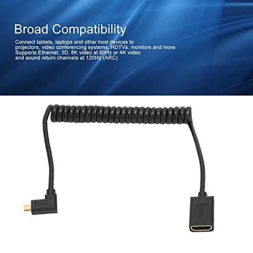 Cabo de vídeo 4K 120 Hz, cabo de interface multimídia HD banhado a ouro compacto 48 Gbps para telefo