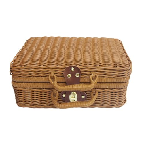 Hand-held Woven Style Plastic Storage Basket for Picnic Use