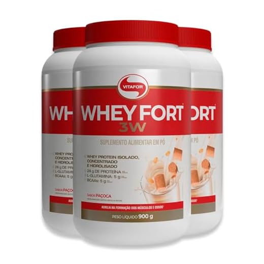 Kit 3 Whey Fort 3w Vitafor 900g Paçoca
