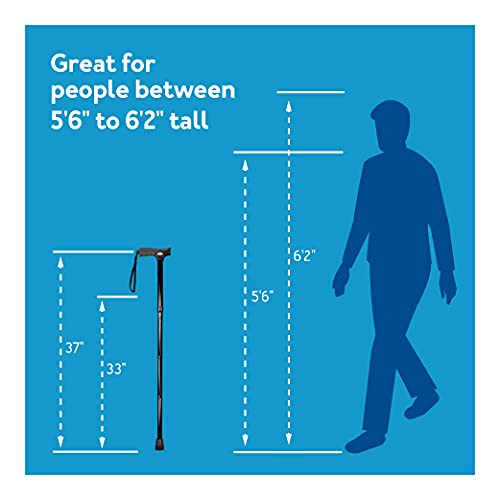 Carex Soft Grip Folding Cane - Foldable Walking Cane For Women and Men - Adjustable Height (33"-37"), Anti-Slip Rubber Tip, Soft Derby Style Ergonomic Handle, Metallic Blue, 1 Count - Thumbnail 7