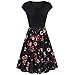 Produktbild KIMODO Damen Kleid Sommer Kurzarm Elegant Kreuz Jahrgang Kleider Mode (Schwarz-A, M)