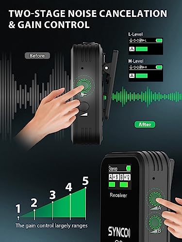 synco wireless lavalier microphone g2a2 24g dual transmitter 48khz 24bit lapel mic 656ft 8h for online class vlog stream youtube for camera smartphone tablet