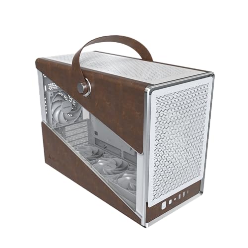 Image of MONTECH Heritage PRO mATX, Compact Leather Gaming Chassis with Signature Handle Design, Supports RTX 50 Series GPUs, ATX PSU, and 360mm AIO, 4 Pre-Installed Fans, Headphone Hanger - White (PRO)