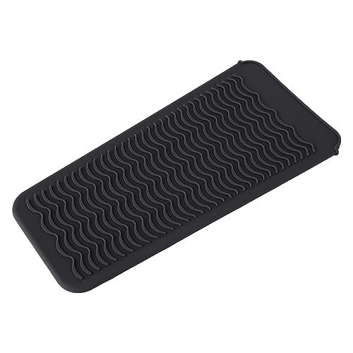 Bolsa resistente al calor de silicona para plancha de pelo, rizador y herramientas de afeitado, con superficie antideslizante, bolsa de viaje negra miniatura 6