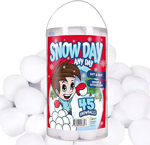 45-PK Fake Snowballs for Kids I Indoor Snowball Fight Set I Artificial Snowballs for Kids Indoor & Outdoor I Realistic White Plush Snowballs I Christmas Snow Decorations I Winter Family Games Balls