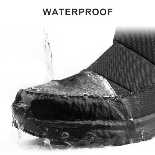 Image of Men's Winter Waterproof Snow Boots Non-Slip Work Boots Warm Slip On Mid-Calf Booties Lightweight Outdoor Athletic Diabetic Boots