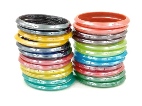 Glossy Finish Glass Bangles for Women 12 Multi Colours Pairs Size 2-10 to 2-0 (Pack Of 24 Bangles)3