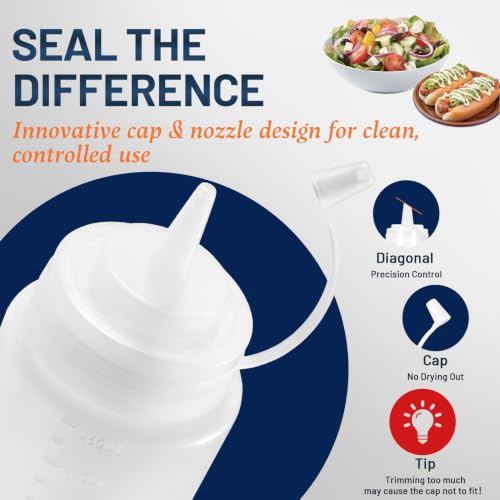 SECLENT 16 oz Condiment Squeeze Bottles, Squirt Bottles for Sauces, Ketchup, Plastic Squeeze Bottle for Liquids, Leak Proof, Dressing Bottle for Syrup, Pancake Batter, oil, Arts and Crafts, Pack of 6 - Image 7